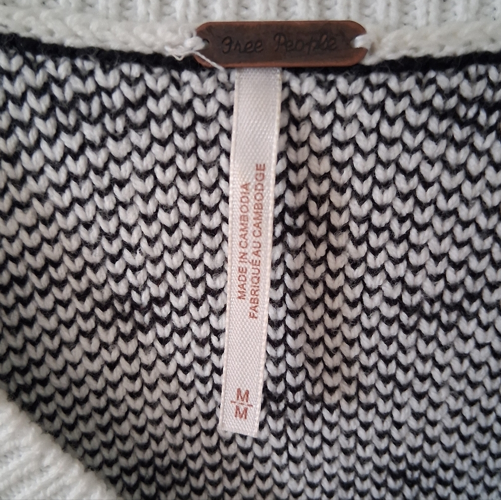 Free People Black and White Knit V-Neck Sweater Vest - Picture 2 of 3